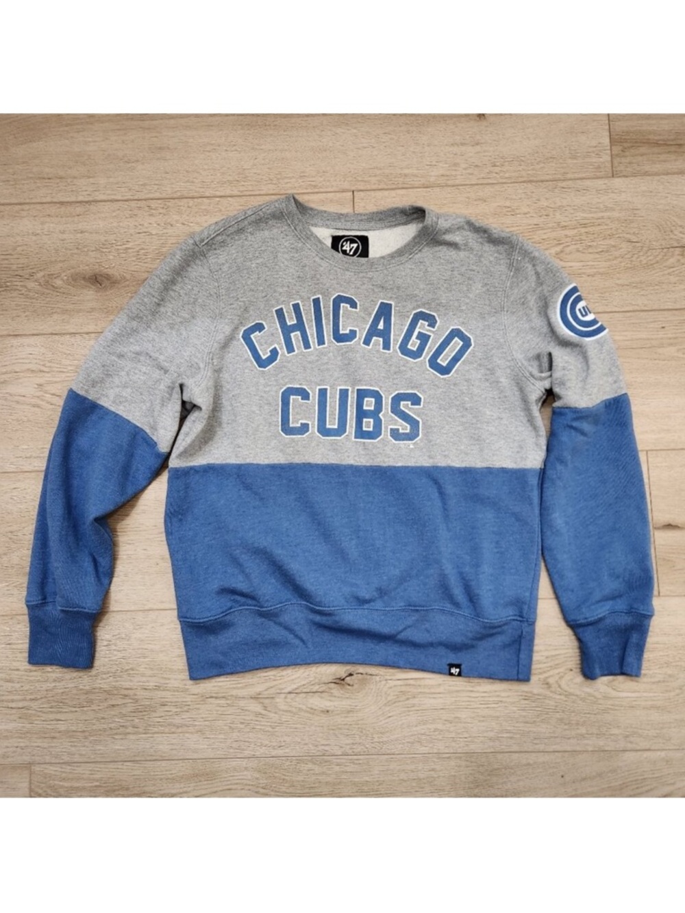 Chicago Cubs ‘47 Brand Crewneck Sweatshirt - Gray & Blue